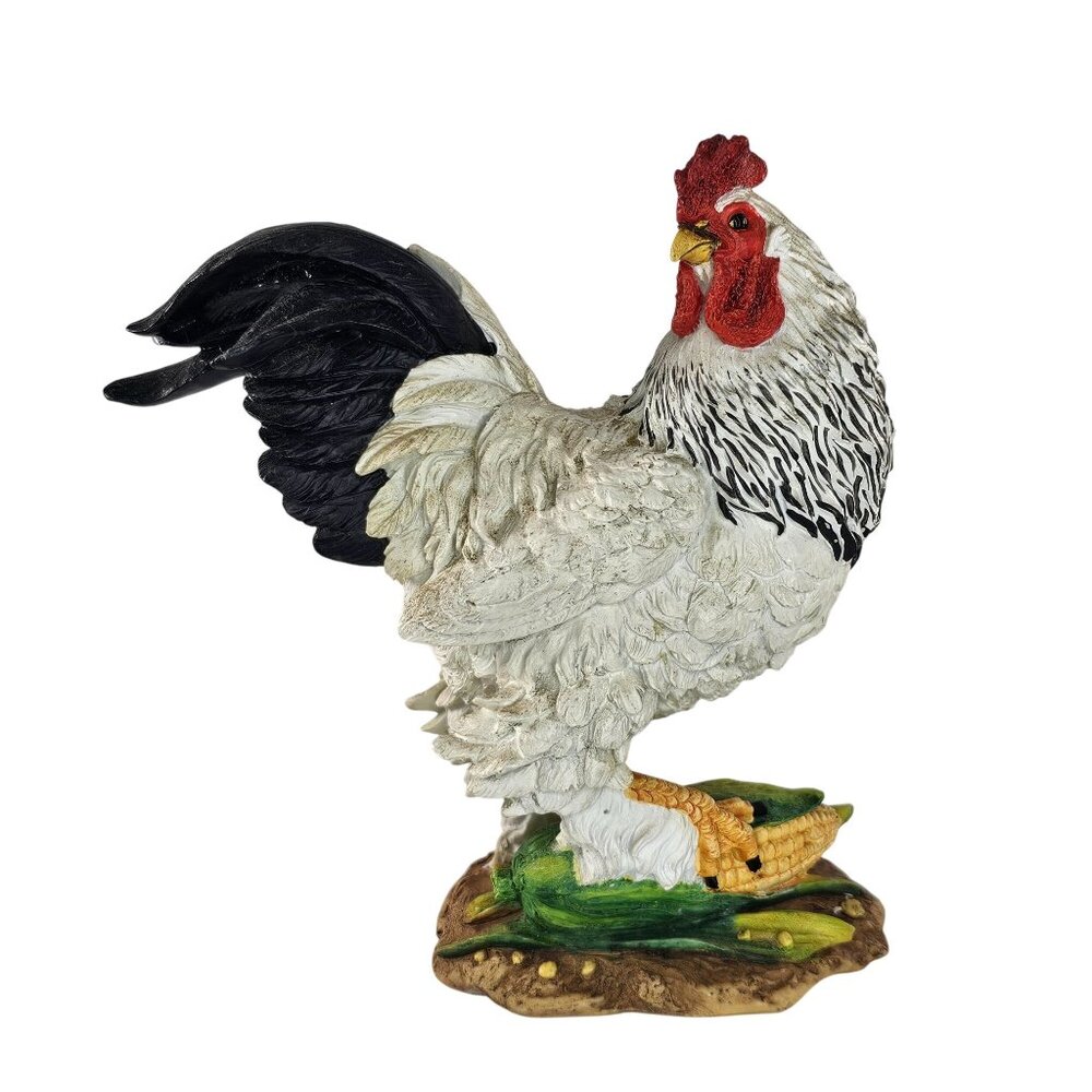 Lenox Sweet Summer Harvest Rooster Figurine Chicken White Black Corn
